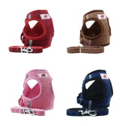 Pet Supply Mesh Dog Harness Leash Set New Dog Supply Windproof Breathable Simple Dog Harness 4 Colours 5 Sizes Tdqhg