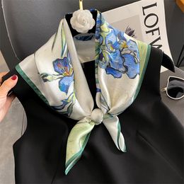 Sarongi 100% naturalny jedwabny kwadratowy szalik dla kobiet luksusowe pasy do włosów drukowane wstążki Lady Spring Neckerchief Szal Głowa Szaliki Echarpe 230613