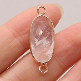 Charms Explosive Natural Stone Gem Oval Clear Quartz Connector Handmade Crafts DIY Necklace Bracelet Jewelry Accessories Gift Making