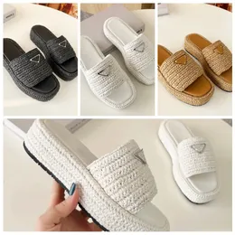 designer slippers womens slippers slide mule designer slides classic flat heel summer lazy fashion vine grass woven thick sole slippers flip flops sandals sandles