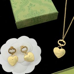 Top Quality Luxury Brand Necklaces Heart Pendant Gold Colour Earrings Trendy Women Designer Jewellery
