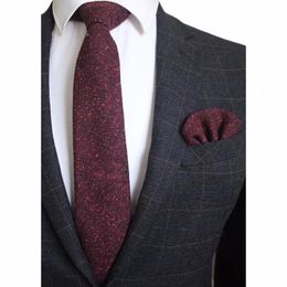 Neck Ties Ricnais 8cm Wool Necktie Solid Plaid Tie For Men Quality Cashmere Tie and Handkerchief Cravats Set Suit For Wedding Party 230613