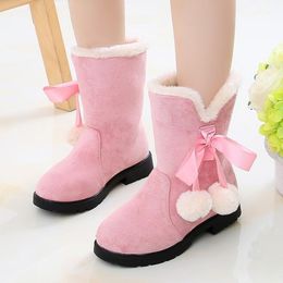 Boots Children Fashion Plush Warm Autumn Winter Girls Non Slip Single Princess Sined Soled Snow Sneakers 230613