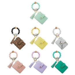 Keychains Girls Bangle Bracelet Keyring ID Card Slots Wristlet Wallet With9337533235a