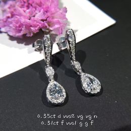 Luxury Drop Earrring AAAAA cz 100% Real Silver Colour Bijou Boho Party Wedding Dangle Earrings for women Bridal Jewellery