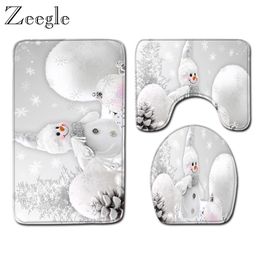 Mats Zeegle Christmas Bath Mat Set Bathroom Decoration Absorbent Toilet Pedestal Rug Foot Mat Toilet Seat Cover Mat 3pcs Toilet Set