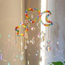 Garden Decorations Crystal Wind Chime Moon Sun Diamond Prisms Rainbow Chaser Outdoor Home Garden Decor R230613