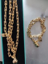 new long 18k gold silver bracelet necklace Ball lock Horseshoe hardware 45cm set designer jewelry chain for women men 14-21cm bracelets earrings Wedding Party girls
