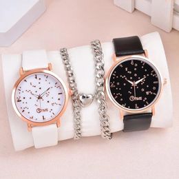 Wristwatches 4pcs/Set Fashion Minimalist Casual Men's Watch Couple Quartz Magnetic Suction Bracelet Set Women Gifts Relogio