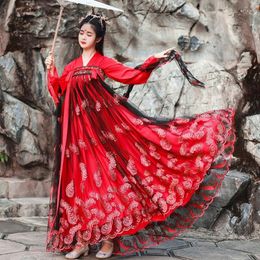 Ethnic Clothing Ancient Women Embroidery Chinese Traditional Hanfu Dress Outfit Originale Princess Folk Stage Performance Dance Cosplay