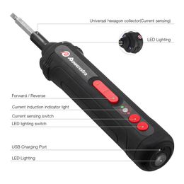 Schroevendraaier Portable Electric Lithium Battery Screwdriver Rechargeable Repair Power Tool with LED Lighting USB Cordless Screwdriver with Bit