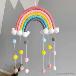 Garden Decorations Woven Rainbow Ball Kids Room Hanging Ornament Balcony Home Wall Decor Hand Woven Rainbow Design Hanging Ornament R230613