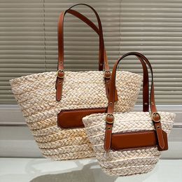 Shoulder Tote Bag Beach Straw Handbags Large capacity designer Underarm Shopping Bags Totes Women Handbag Purse Knitting Grass Adjustable strap