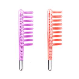 Face Massager 1Pcs High Frequency Comb Glass Tube Hair Electrode Nozzles Orange Light Skin Care Beauty Device 230612