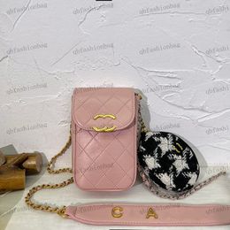 Classic Mini Clamshell Quilted Bag Mobile Phone Bag Woollen Goose Egg Coin Purse Hardware C Buckle Thin Chain Tote Shoulder Bags Makeup Case Designer 18x10cm
