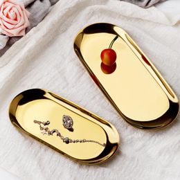 Jewellery Pouches Oval Stainless Steel Trays Gold Silver Colour Metal Plate Necklace Bracelet Ring Accessories Display Holder Collection