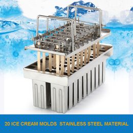 20Cups Ice Cream Popsicle Mould Stainless Steel Ice Cream Mould Stick Ice Stick Making Mould Creative 20 Ice Lattice Mould With Cover