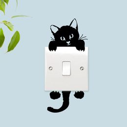 Black Lovely Cat Light Switch Phone Wall Stickers For DIY Home Decoration Cartoon Animals Decals PVC Mural Art