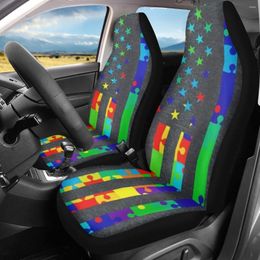 Car Seat Covers Autism Awareness Colorful Front Seats Only Heavy-Duty Universal Fit Sedan Cushions Easy To Install Woman