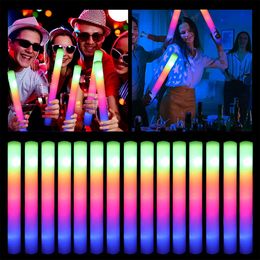 RGB LED Glow Foam Stick Cheer Tube Colourful Light Glow In The Dark Birthday Wedding Party Supplies Festival Party Decorations JN13