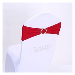 Chair Covers Sash Bands Er Bowknot Elastic Chairs Ers Birthday Party Seat Buckle Sashes El Banquet Decoration Supplies Bh594 Dhjxn
