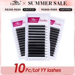 Makeup Tools 510 PCS Fadvan YY Shape Black Eyelashes Extensions Two Tip Lashes Premade Fan Lashes Faux Mink YY Lashes 230612