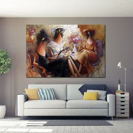 Colorful Abstract Painting on Canvas Have Coffee Art Unique Handcrafted Artwork Home Decor