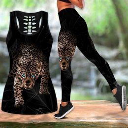 Women's Leggings 2 Styles Panther Yoga Outfit For Women Fashion 3D Print Workout Leggings Fitness Sports Yoga Pants Tank Top Yoga Set Plus Size