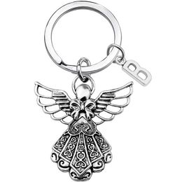 26 English Letters Guardian Angel Wings Bow Gifts Various Occasions Keychains Women Men keyring