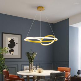 Pendant Lamps Nordic Round Bar Chandelier Simple Modern Creative Personality Restaurant Lamp Dining Room Circle Light Luxury