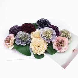 Dried Flowers 100PCS Artificial Silk Peony Christmas Headwear Garlands Wedding Wall Home Decoration Accessories Fake Rose