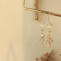 Dangle Earrings Unique Glass Ball Jellyfish For Women Cute Resin Beads Handmade Fashion Long Drop Jewellery Earings 2023