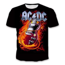 New Fashion Men's ACDC Band Rock Personality Popular Short Sleeve Printed Summer 3D T-shirt 2023{category}