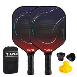 Tennis Rackets Pickleball Paddle Set of 2 Fibreglass Surface Polymer Honeycomb Inner Core Big Sweet Spot Pickle Ball Racket for Beginners 230613