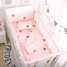 Bed Rails 5Pcs/Set Summer Baby Bedding Set born Crib Around Protector Bumper Cushion Infant Cot Bed Fence Set Breathable Baby Sheet 230612