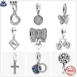 For pandora charms authentic 925 silver beads Dangle Openwork Sparkling Cross Open Heart Bead