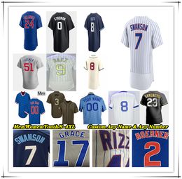 Dansby Swanson Baseball Jerseys Cody Bellinger Nico Hoerner Eric Hosmer Patrick Wisdom Ian Happ Seiya Suzuki Trey Mancini Yan Gomes Marcus Stroman Justin Steele 4XL