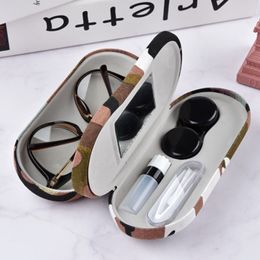 Sunglasses Cases Creative Dual Use Handmade Glasses Case 2 In 1 Double Layer Box Portable Contact Lens Boxes Contacts Carrying Case for Travel 230612
