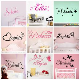 Personalised Custom Name Butterfly Wall Sticker Wallpaper For Nursery Kids Room Decoration Vinyl Stickers Bedroom Decals