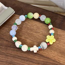 Strand Fashion Sweet Colourful Beaded Bracelet For Women Boho Flower Shell Handmade Ornament Gift