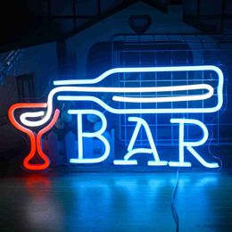 LED Neon Sign Wine Glass Neon Sign LED Light Club Shop Bar Bedroom Home Atmosphere Decor Gift R230613