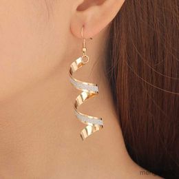 Foreign Trade New Personality Wild Spiral Curved Geometric Earrings Frosted Design Sense Wave Curve Jewelry R230613