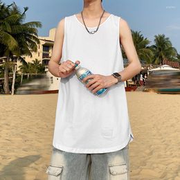 Men's Tank Tops Loose Fit Crew Neck Mens Summer Fashion Tracksuit Teenage Solid Sleeveless T Shirts Joggers Sportswear Casual Clothing