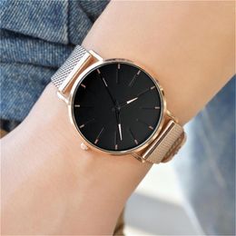 Wristwatches Minimalist Ultra-thin Watch For Men Business Stainless Steel Thin Strap Fashion Mesh Quartz Relogio Masculino