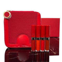 2023 new hot selling original order high quality womens red pipe lip glaze 4piece leather case free delivery