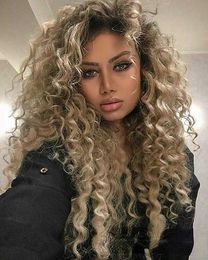 Lace Wigs European and American wigs long curly hair chemical Fibre wig headgear oblique bangs puffy wig headgear one wholesale Z0613