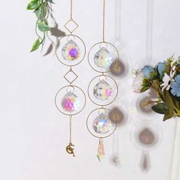 Garden Decorations Sun Light Crystal Wind Chime Star Moon Sun Plated Colourful Beads Hanging Drop Outdoor Garden Windchimes