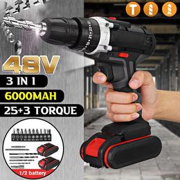 Boormachine 48V Multifunctional Electric Impact Cordless Drill Highpower Lithium Battery Wireless Hand Drills Home DIY Electric Power Tools