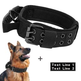 Dog Collars Leashes Tactical Dog Collar with Name Military Dog Collar Personalised with Control Hand for Medium Large Dog Walking Training Hunting 230612