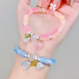 Charm Bracelets Fashion Lily Of The Valley Flower Bamboo For Women Korean Temperament Crystal Beaded Bracelet Girl Party Jewellery